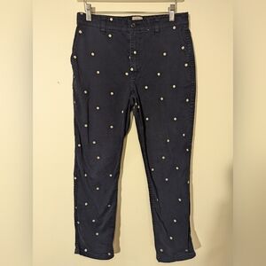 J.Crew Sz28 6 Blue White Polka dot printed chinos khakis  pants trouser